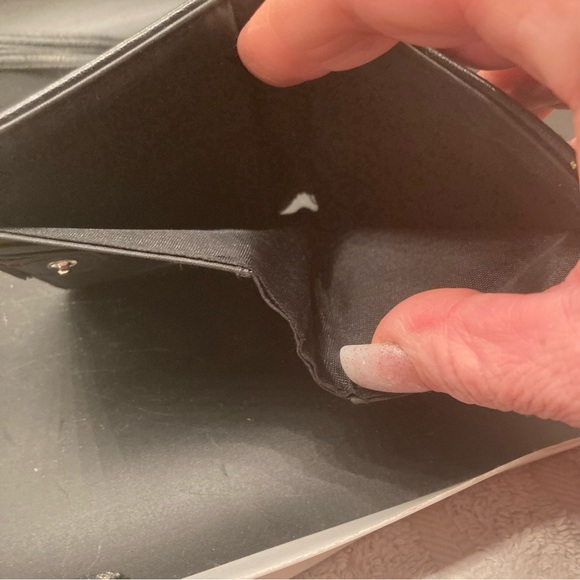 Wallet & laynard card holder set small folding black leather gold hardware - Picture 5 of 16